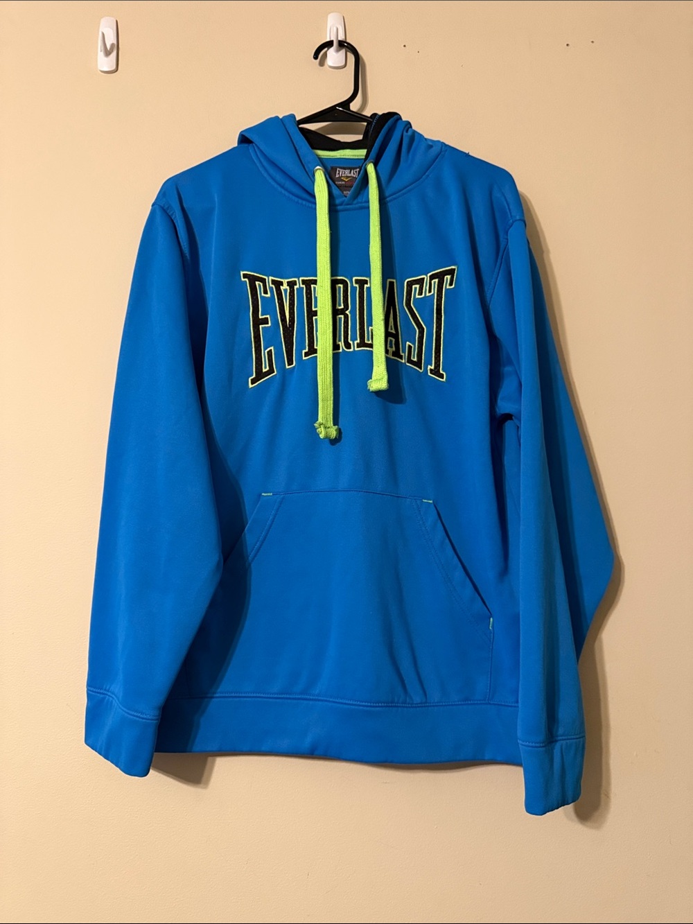 Everlast Blue Hooded Sweatshirt with Neon Green Drawstrings